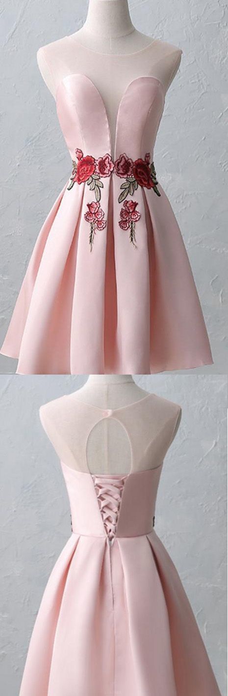 Kurzes rosa Homecoming-Kleid mit plissiertem Schnürverschluss, Mini-Heimkehrkleider, cg355