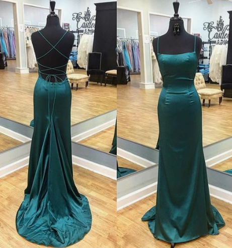 Sexy Straps Mermaid Long Dark Teal Prom Dress Evening Dress cg3556