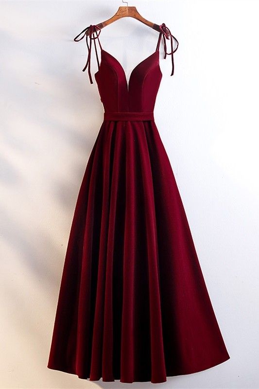 Wunderschönes Sweetheart Spaghettiträger Korsett Roter Samt Langes A-Linien-Ballkleid cg3590
