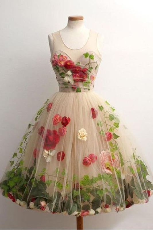Wunderschöne Einzigartige Blumen Herrliche Schöne Kurze Homecoming Kleider cg362