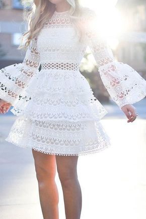 Weißes kurzes Homecoming-Kleid mit Spitze Homecoming-Kleid cg371