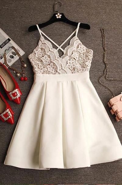 Weißes Homecoming-Kleid, kurzes Homecoming-Kleid cg373