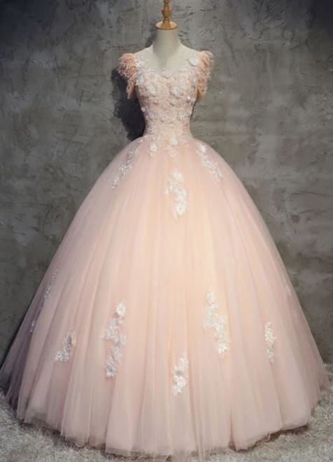 2019 Rosa Tüll Spitze langes Ballkleid, rosa Abendkleid cg3771