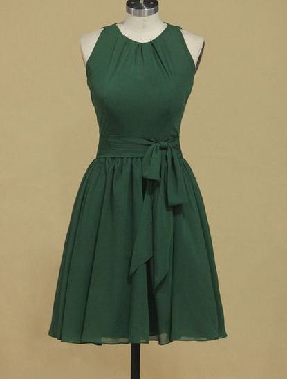 2019 des Löffels der Brautjungfer Eine Linie von kurzen / Mini-Chiffon-Heimkehrkleid cg3929