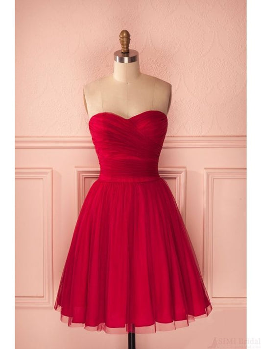 Rotes Herzausschnitt-Rüschen-Kurzes Homecoming-Kleid cg4044