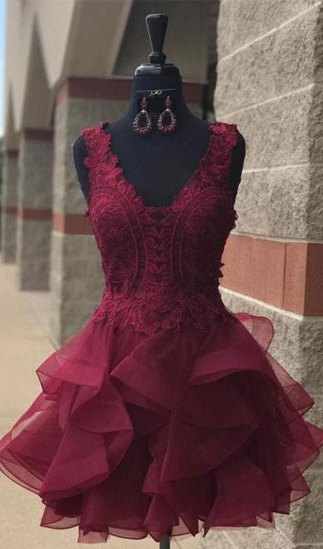 Homecoming Kleider Spitze Elegante Spitze Applikationen Organza Rüschen Homecoming Kleider Kurz cg412