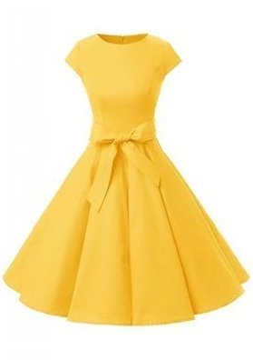 Gelbes Vintage-Party-Cocktailkleid mit Flügelärmeln, kurzes Homecoming-Kleid cg4199