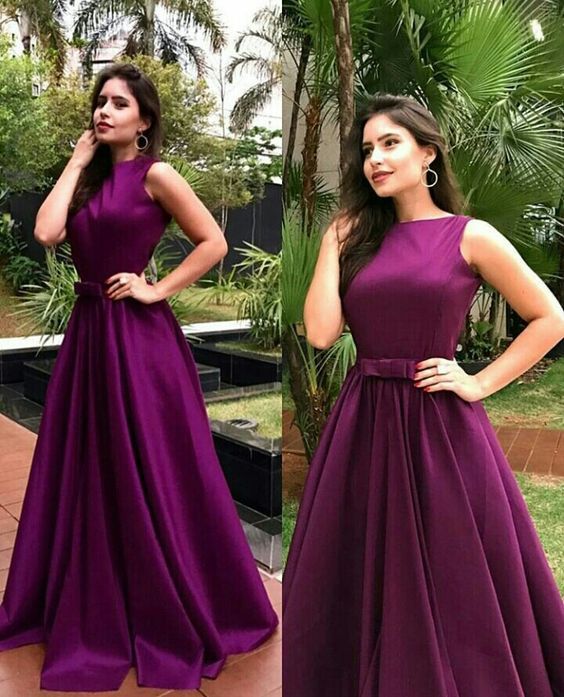 A-Line Long Purple Prom Formal Evening Party Dresses cg4275