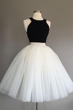 schwarz-weiße Homecoming-Kleider, zweiteiliges Homecoming-Kleid, süße Partykleider cg434