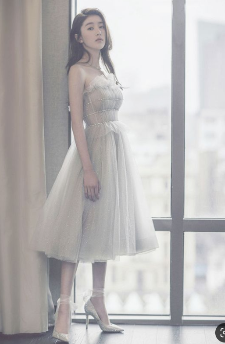 graues trägerloses kurzes Tüllkleid, Homecoming-Kleid, Brautjungfernkleid cg4370