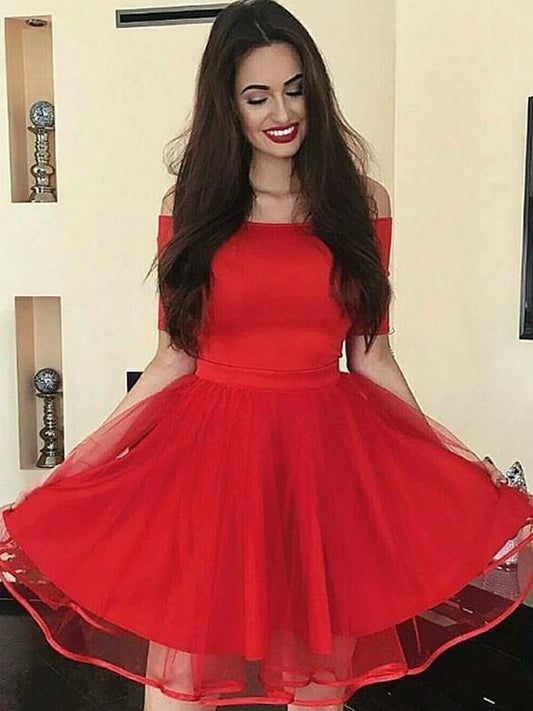 A-Linie Off-the-Shoulder Short Red Homecoming Partykleid, billiges Homecoming-Kleid cg444