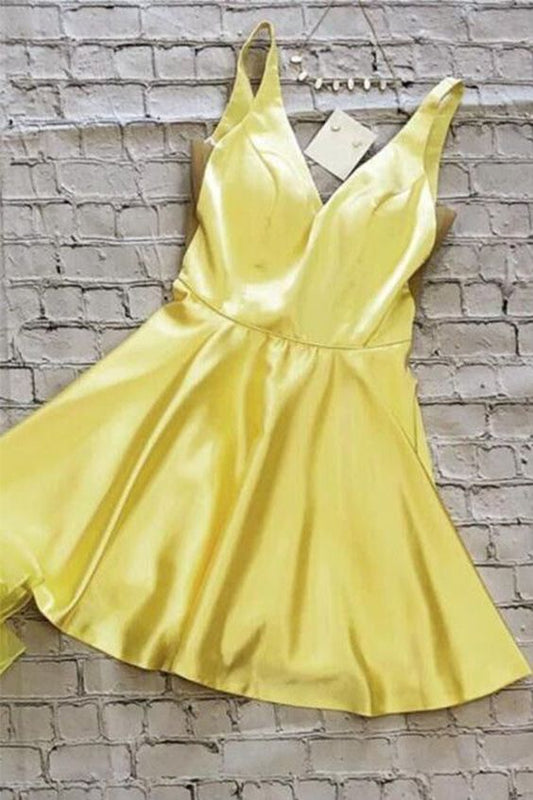 Gelbes Homecoming-Kleid, Back to School-Kleidung, Homecoming-Tanzkleider cg4452