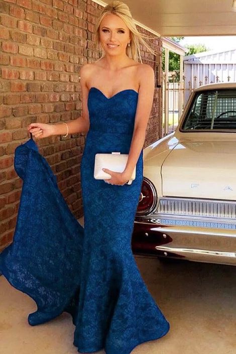 Sweetheart Lace Mermaid Long Prom Dress cg4636