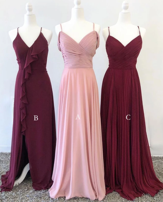 Schlichtes Chiffon-Brautjungfernkleid mit Herzausschnitt und langem Chiffon-Abschlussballkleid cg4710