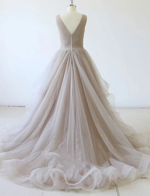 Custom made v neck tulle long prom dress, evening dress cg4716