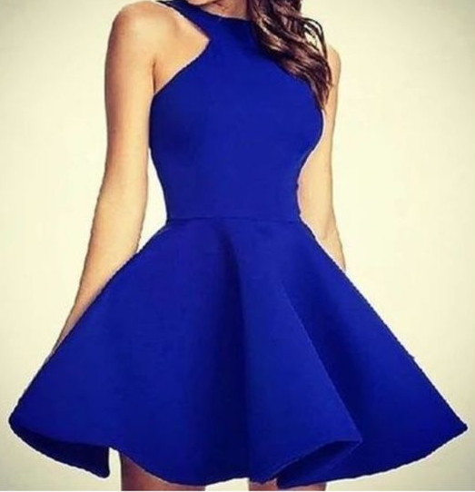 simple royal blue short homecoming dress cg4810