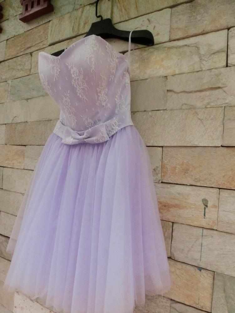 Beautiful Lavender Tulle And Lace Cute Party Dress, Sweetheart Party homecoming Dress With Bow cg4832