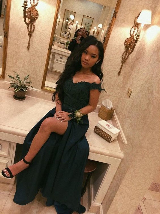 2019 Schulterfreies, langes grünes Ballkleid cg4841