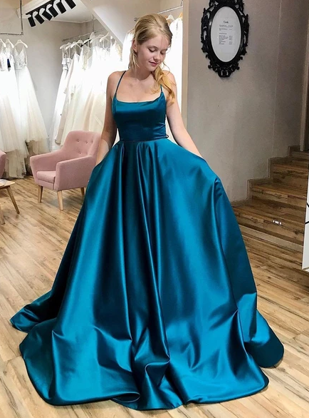 SCHLICHTES BLAUES BALLKLEID, LANGES BALLKLEID, BALLKLEID cg4862