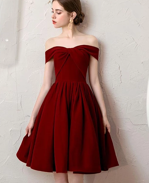 Schlichtes, kurzes Heimkehrkleid aus weinrotem Tüll, weinrotes Brautjungfernkleid, cg4869