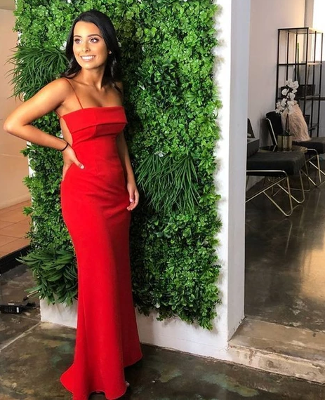 Gorgeous Mermaid Open Back Square Neck Red Long Prom Dresses, Formal Evening Dresses cg4898