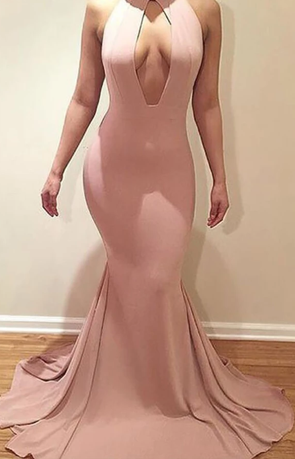 Sexy Mermaid Ruffles Sleeveless Sweep Train Plus Size Evening prom Dresses with Keyhole cg4958