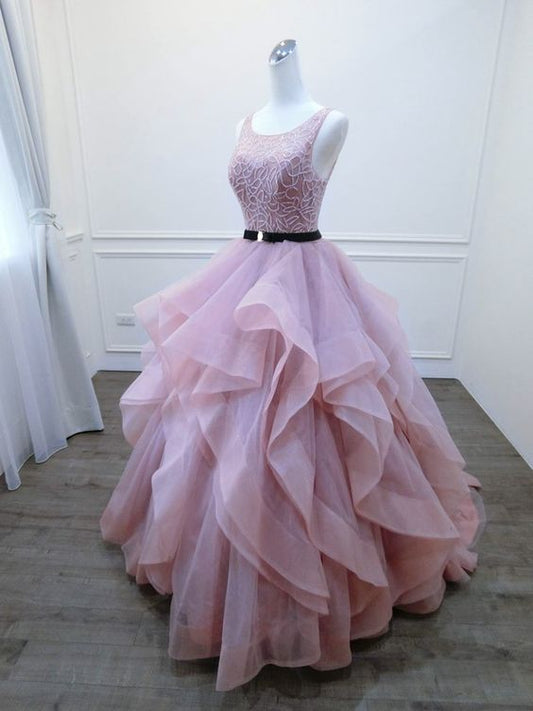 Sexy Open Back Blush Pink Ballkleid, buntes Hochzeitskleid cg499