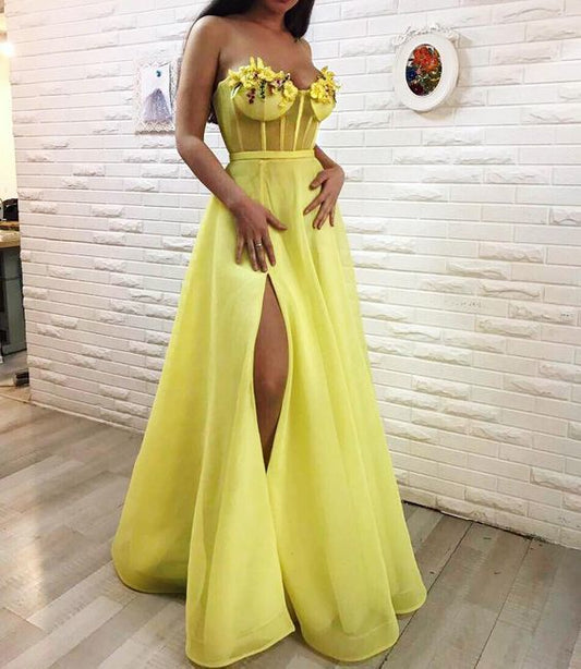 Elegant Prom Dresses , Yellow Sweetheart Prom Dress  cg5546