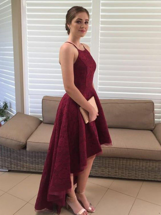 Burgunderrotes High Low Ballkleid, Partykleid cg5671
