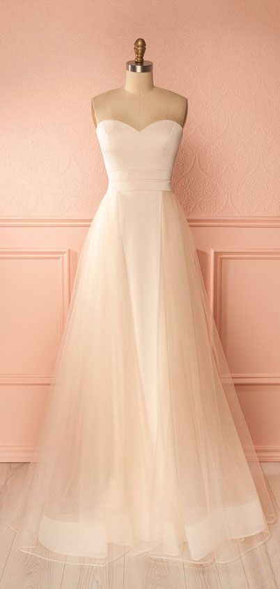 Schlichtes, langes Ballkleid aus Champagner-Tüll, langes Abendkleid aus hellem Champagner-Tüll cg5684