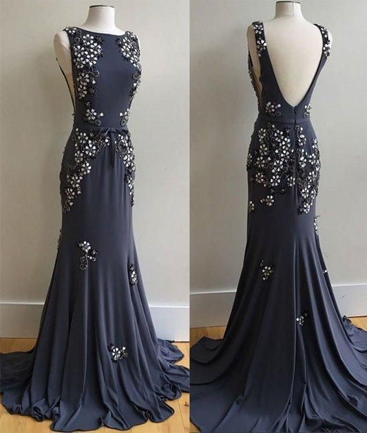Neuheiten Einzigartiges Chiffon-Abendkleid mit Applikationen cg5693