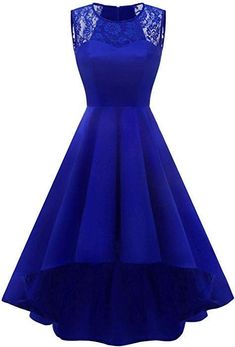 Vintage Spitzenkragen Ärmelloses Hi-Lo Cocktail Abend Swing Ballkleid cg5707