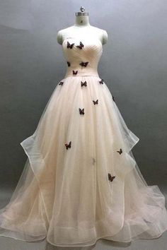A-Linie Herzausschnitt Sweep Schleppe Schmetterling Langes Ballkleid cg5784