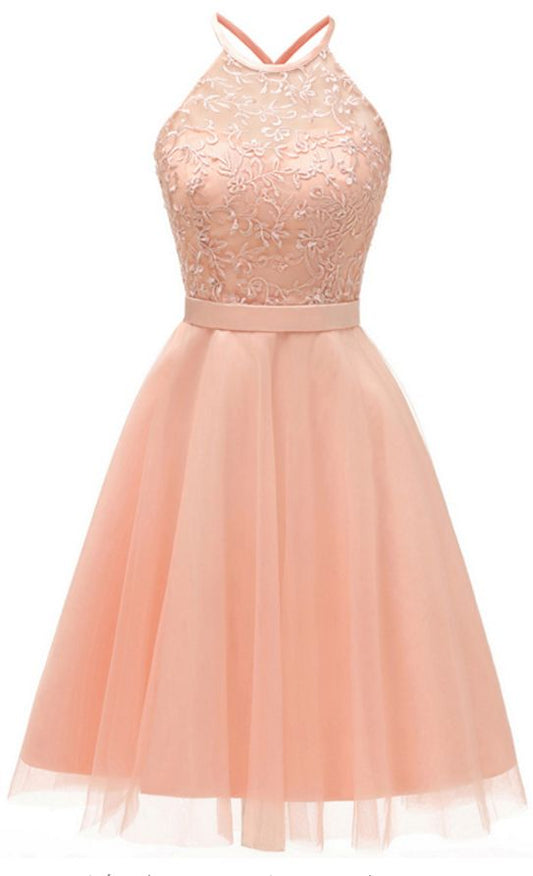 Damen Spitzen-Cocktailkleid in Übergröße, Neckholder, kurz, sexy, kurzes Cocktailkleid für Zuhause, cg5908