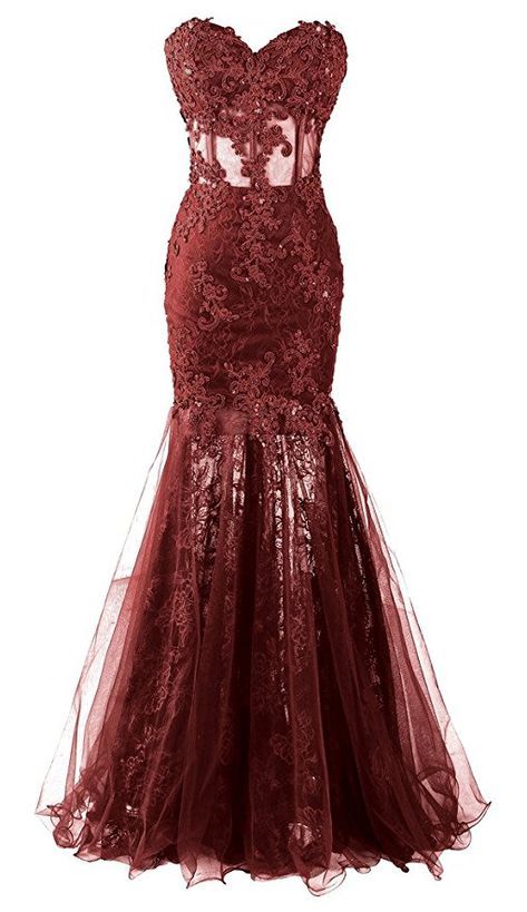Langes Meerjungfrau-Spitzen-Ballkleid mit Herzausschnitt und transparentem Abendkleid cg5918