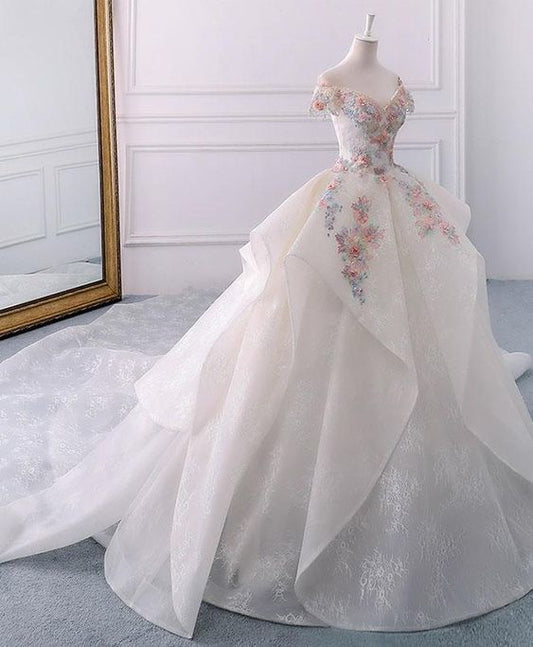 Weißes, schulterfreies, langes Ballkleid aus Spitze mit Herzausschnitt, weißes Abendkleid cg6044