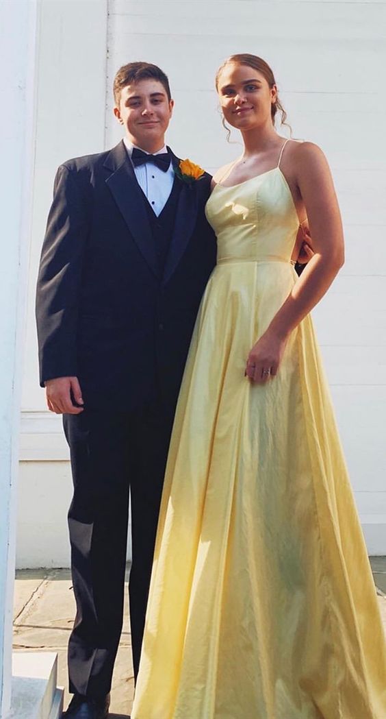 simple yellow long prom dresses, cheap a line prom dresses, fashion prom gowns cg6274