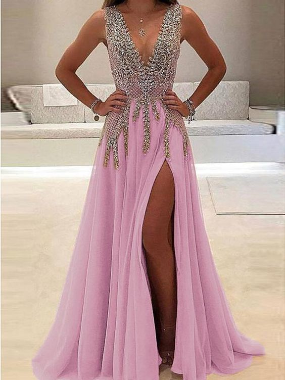 Sleeveless Deep V Sexy Evening prom Dress cg6290