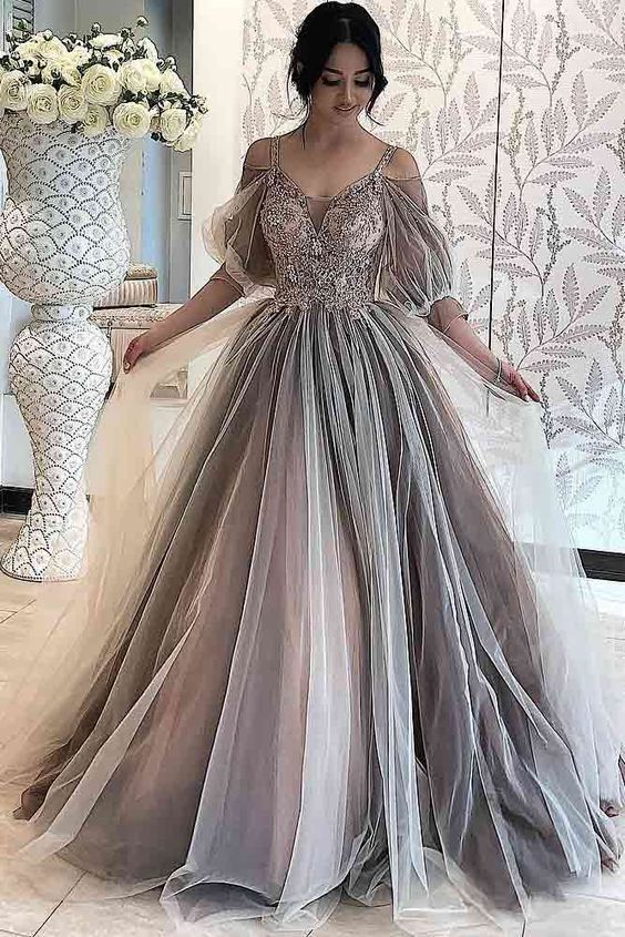 A-Line Prom Dress With Lace cg6318