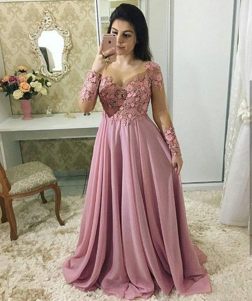 Graceful Mother Of The Bride Dresses A-Line Long Sleeve Appliques Scoo classygown Graceful Mother Of The Bride Dresses A-Line Long Sleeve Appliques Scoo classygown