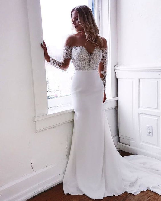 Sexy weißes Brautkleid Chiffon Meerjungfrau Abendkleid Langes Abendkleid Spitze Formale Kleider Günstige Abendkleider cg6512