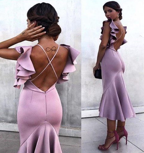 Cute Prom Dress, Mermaid Tea-length Purple Prom Dresses,Cheap Prom Dresses cg6541
