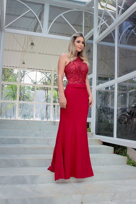 Halter Floor Length Prom Dress , Meamaid Prom Dress cg6544
