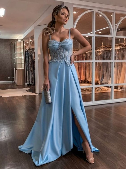 2020 Schicke blaue lange billige Ball- und Abendkleider cg6571