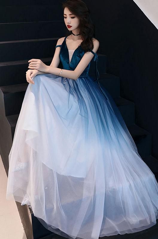 Simple green tulle long prom dress, green tulle evening dress cg6595