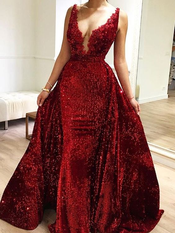 Sheath Long Sleeves V-Neck Prom Dress cg6659
