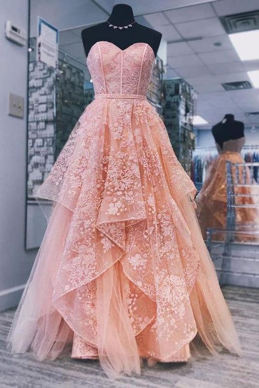 Langes Ballkleid aus Tüll mit herzförmigem Ausschnitt, Prinzessin Sweet 16 Kleid cg675