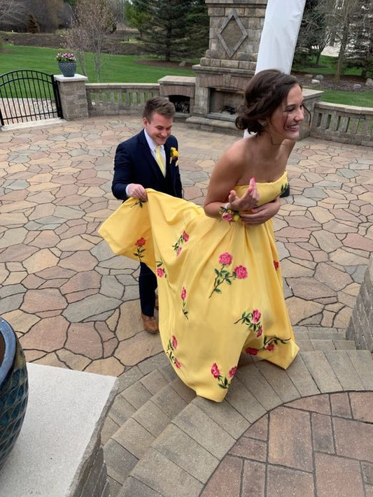 2020 langes Ballkleid, gelbes, bezauberndes Kleid, cg6770