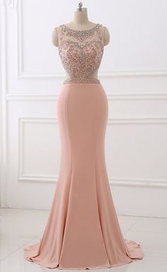 Spandex Abendkleid Erosebridal Einfach Perlenbesetztes Meerjungfrau-Abschlussballkleid cg6795