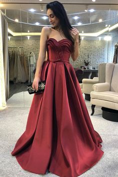 modest sweetheart long prom dress, stunning dark red prom dress with ruffles cg6816